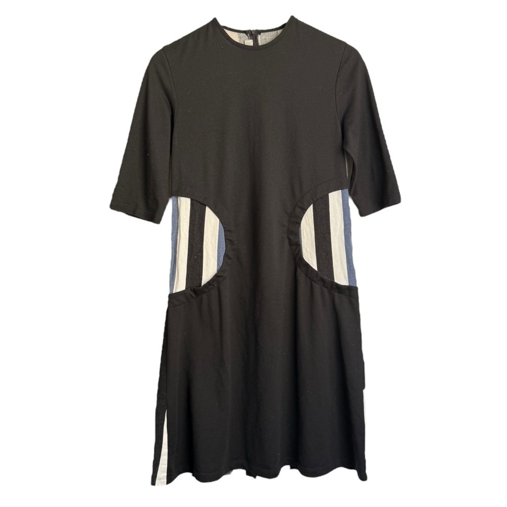 Rose Bleu Girls Black 3/4 Sleeve Dress Size 18 Blue White Stripe Detail